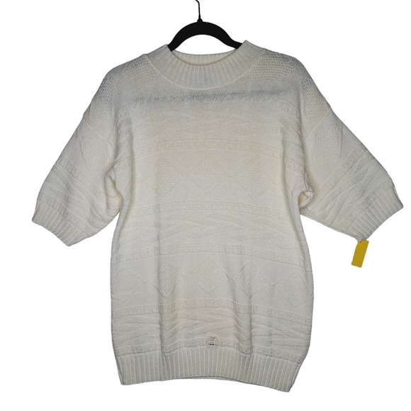 Vintage 80s Brunny 100% Cotton Crewneck Sweater Women's Large Short Sleeve - Picture 1 of 8